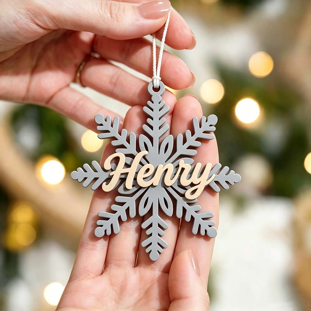 Personalized 3D Printed Christmas Snowflake Gift Name Tag | MCGift368
