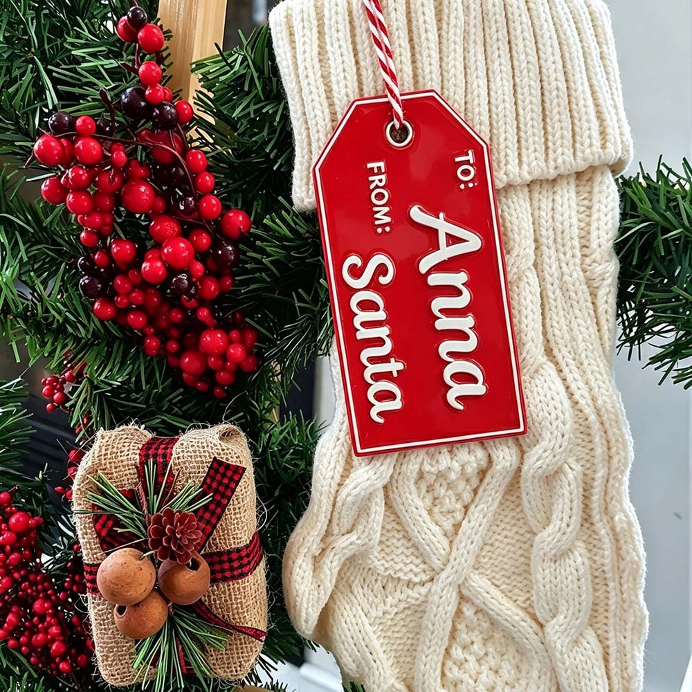 Personalized 3D Printed Christmas Santa Gift Tag | MCGift369