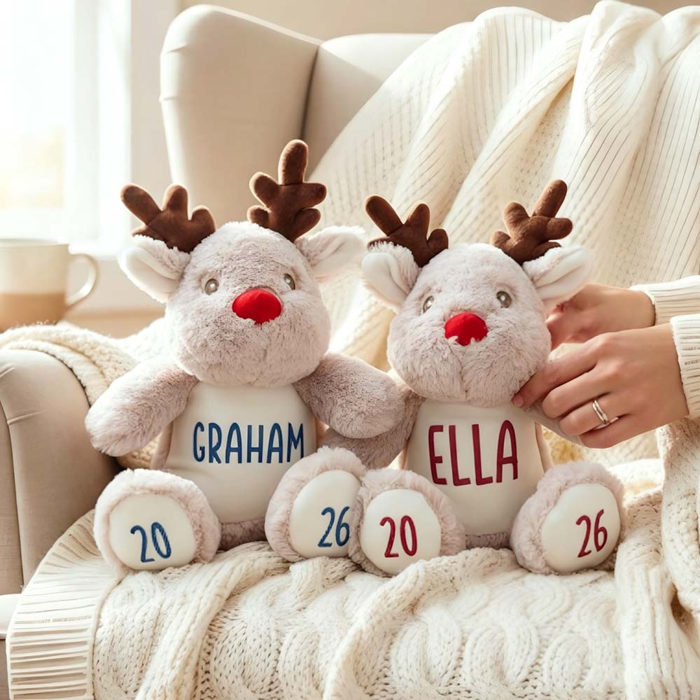 Personalized Christmas Reindeer Christmas Soft Toy for Gifts | MCGift374