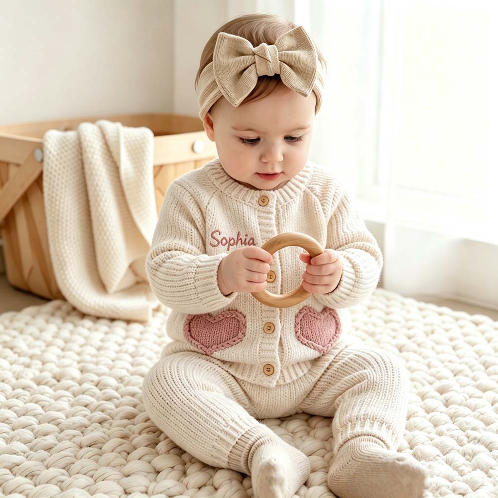 Personalized Embroidered Baby Heart Cardigan | CWBaby521