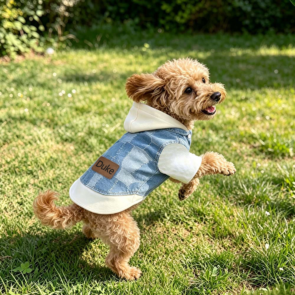 Personalized Pet Denim Patchwork Jacket Hoodie | BKPet565