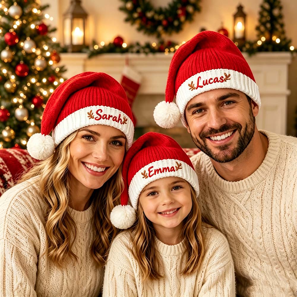 Personalized Embroidered Knitted Christmas Santa Hat | MCGift382