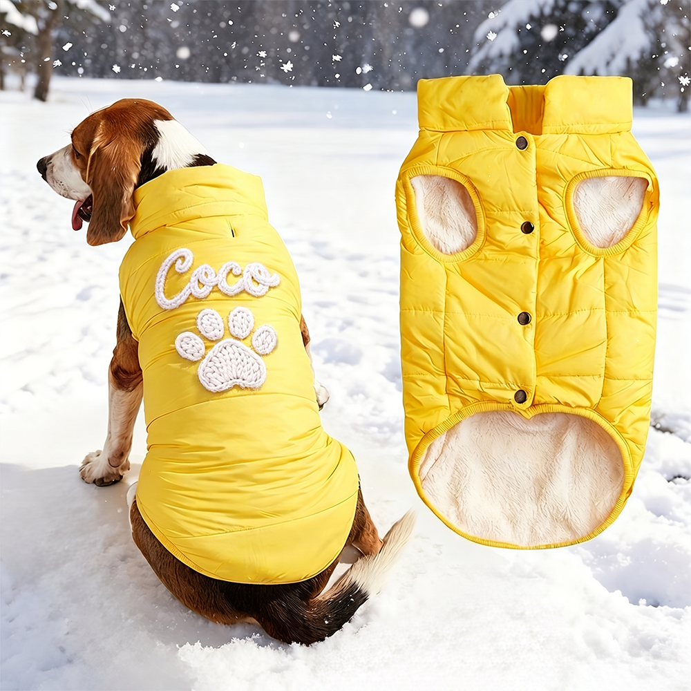 Personalized Hand Embroidered Pet Winter Warm Puffer Vest | BKPet576