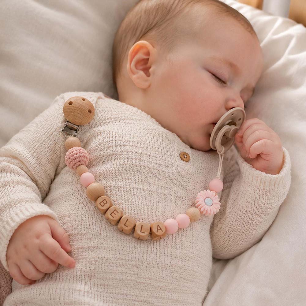 Personalized Baby Wooden Letter Bead Pacifier Clip | CWToy205