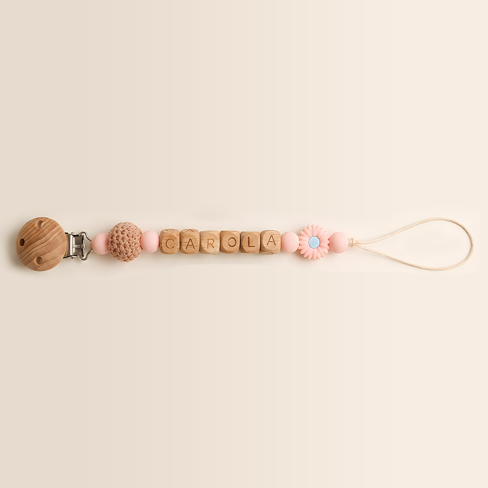 Personalized Baby Wooden Letter Bead Pacifier Clip | CWToy205