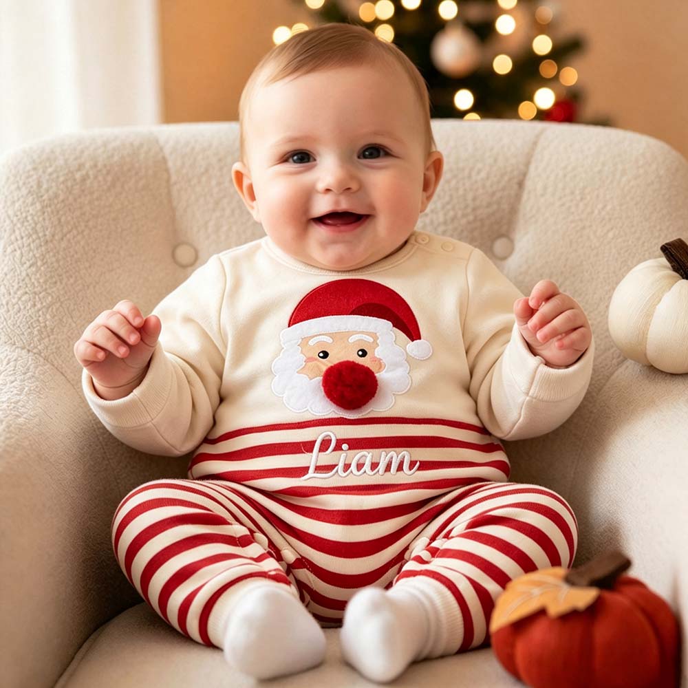 Personalized Embroidered Baby Christmas Santa Romper | MCGift385