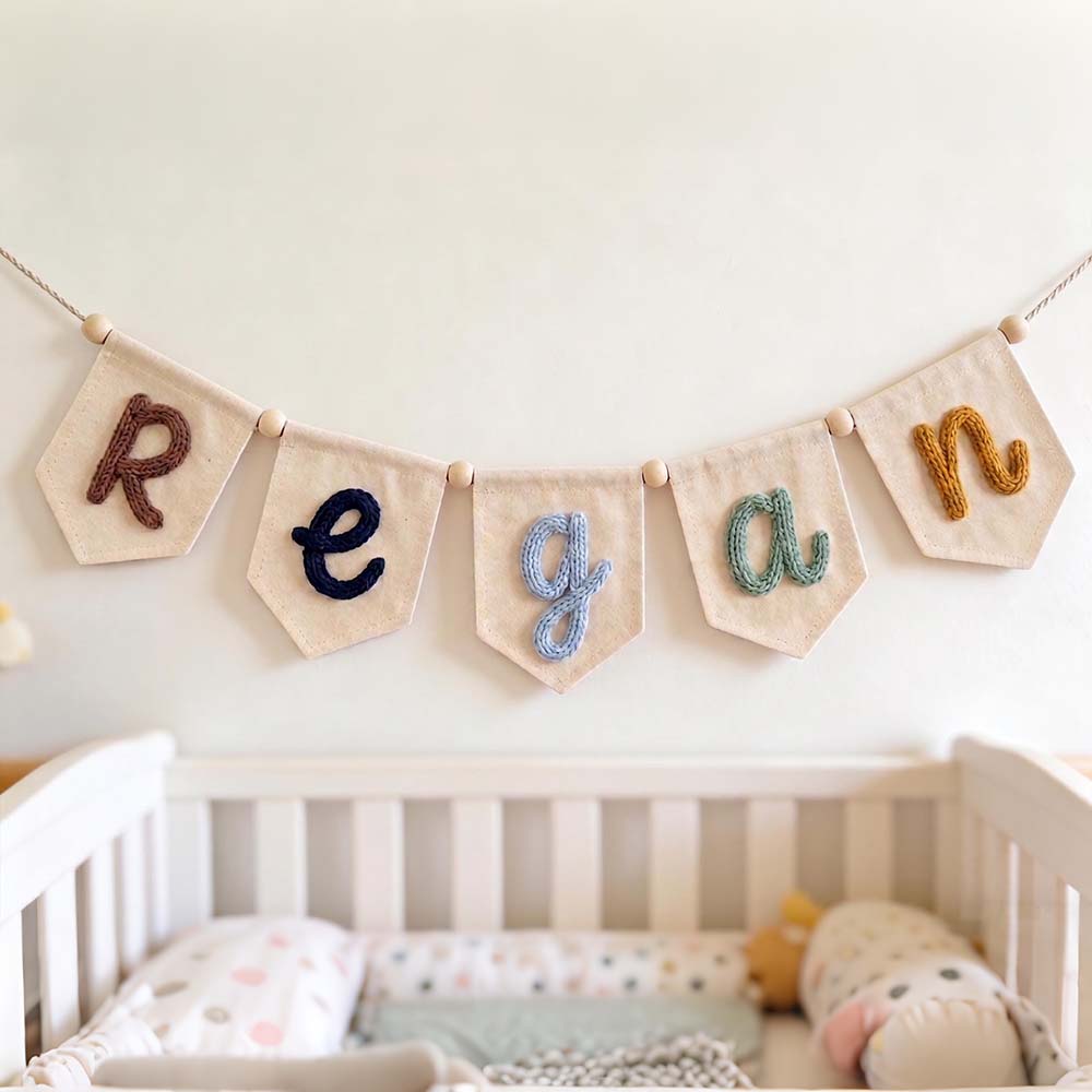 Personalized Hand Embroidered Yarn Letter Banner Decoration | CWGift105