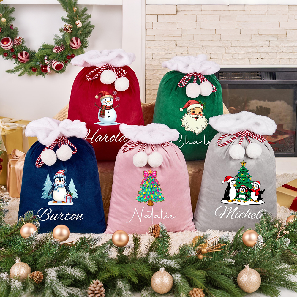 Personalized Christmas Santa Family Sack with Name | MCGift393