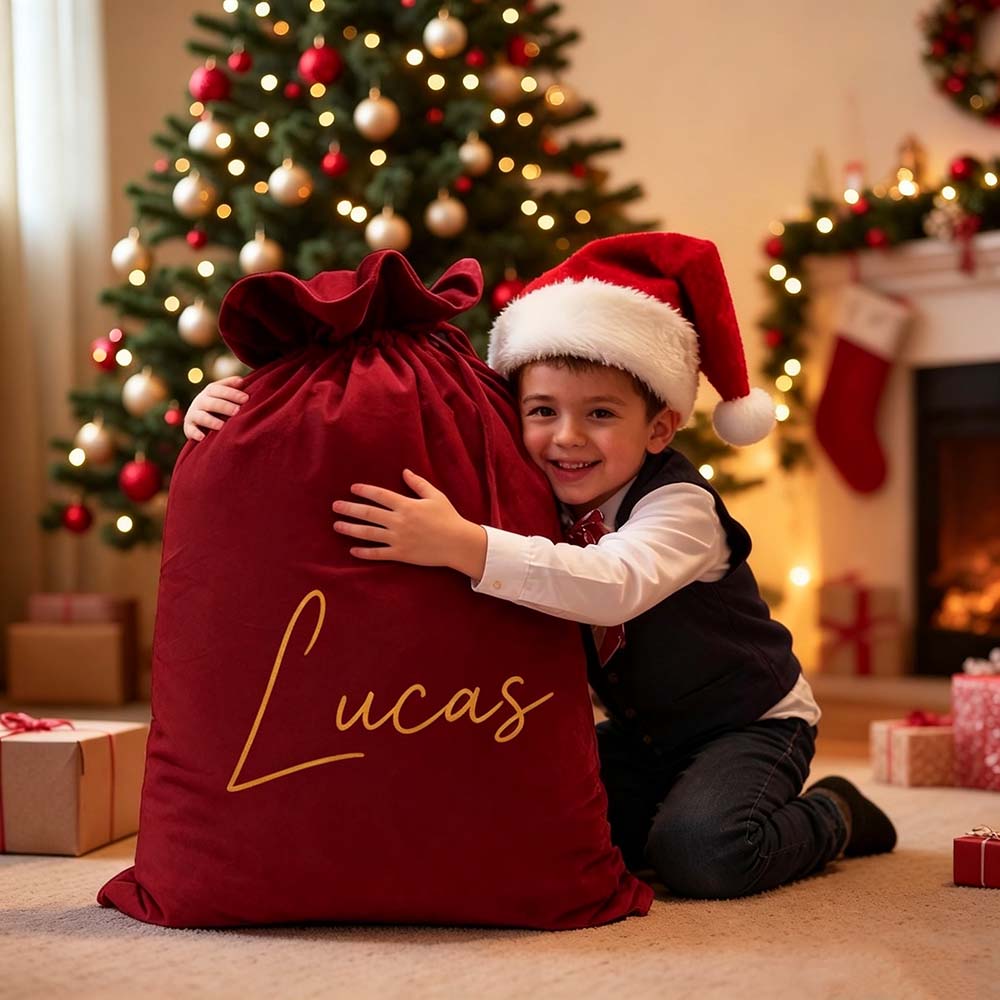 Personalized Custom Name Christmas Velvet Gift Bag | MCGift395