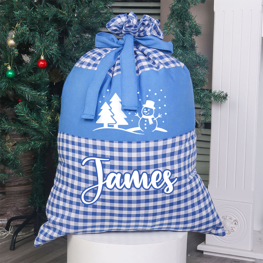 Personalized Christmas Custom Name Plaid Gift Bag | MCGift397