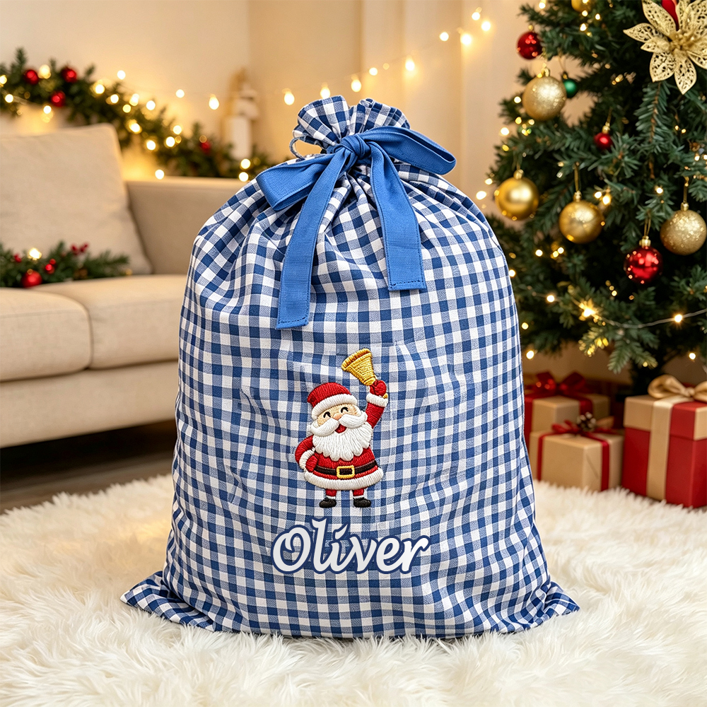 Personalized Plaid Christmas Cute Design Gift Bag | MCGift398