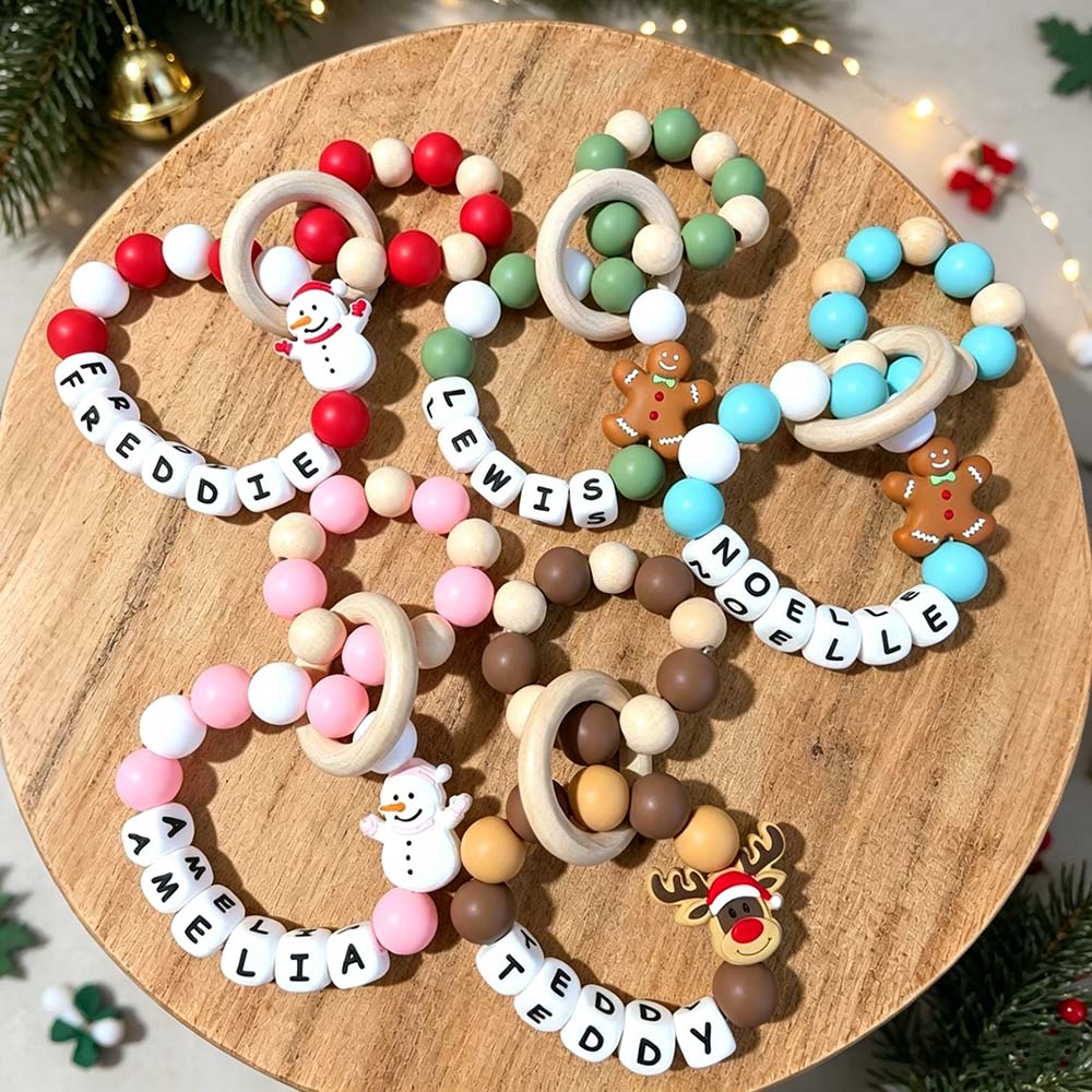 Personalized Christmas Baby Pacifier Clip & Rattle Ring | MCGift399
