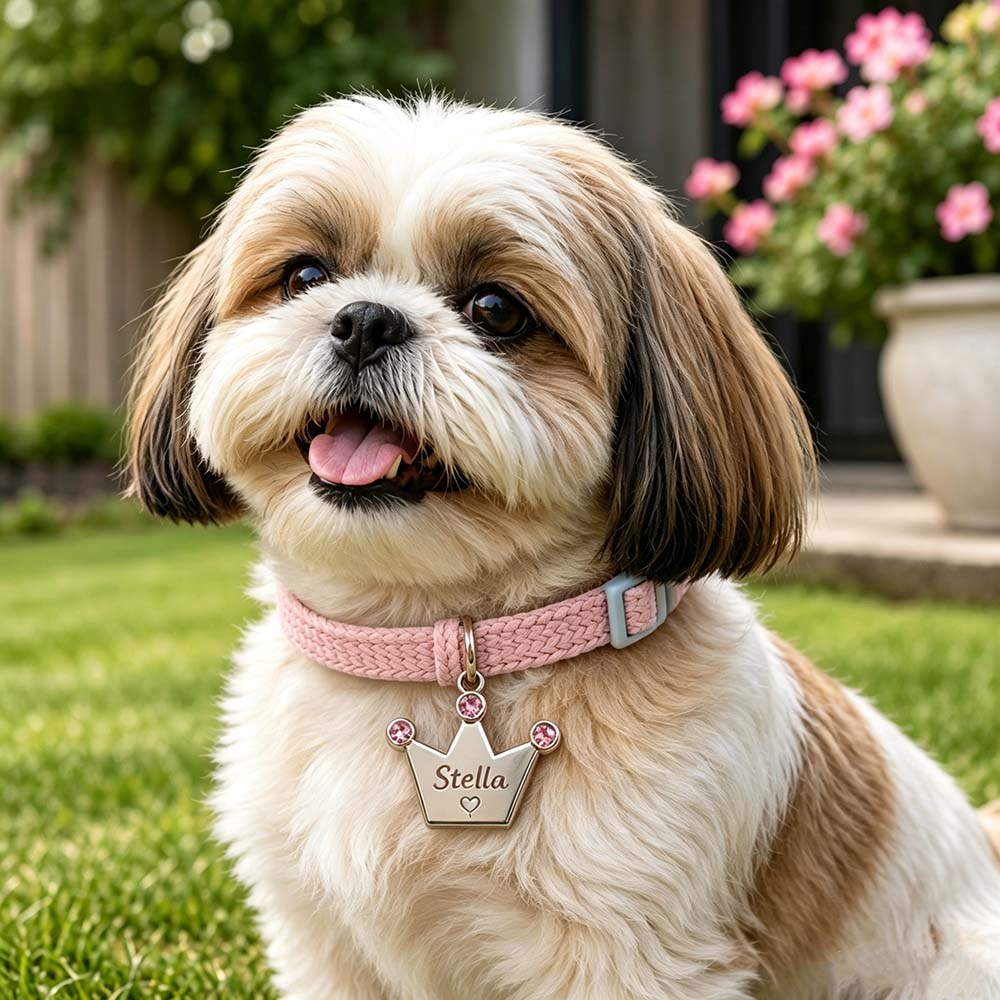 Personalized Rhinestone Crown Pet Collar ID Tag | BKPet585