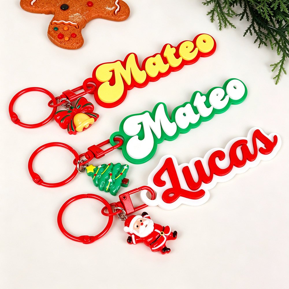 Personalized Christmas 3D Printed Name Tag Keychain Charm | MCGift401