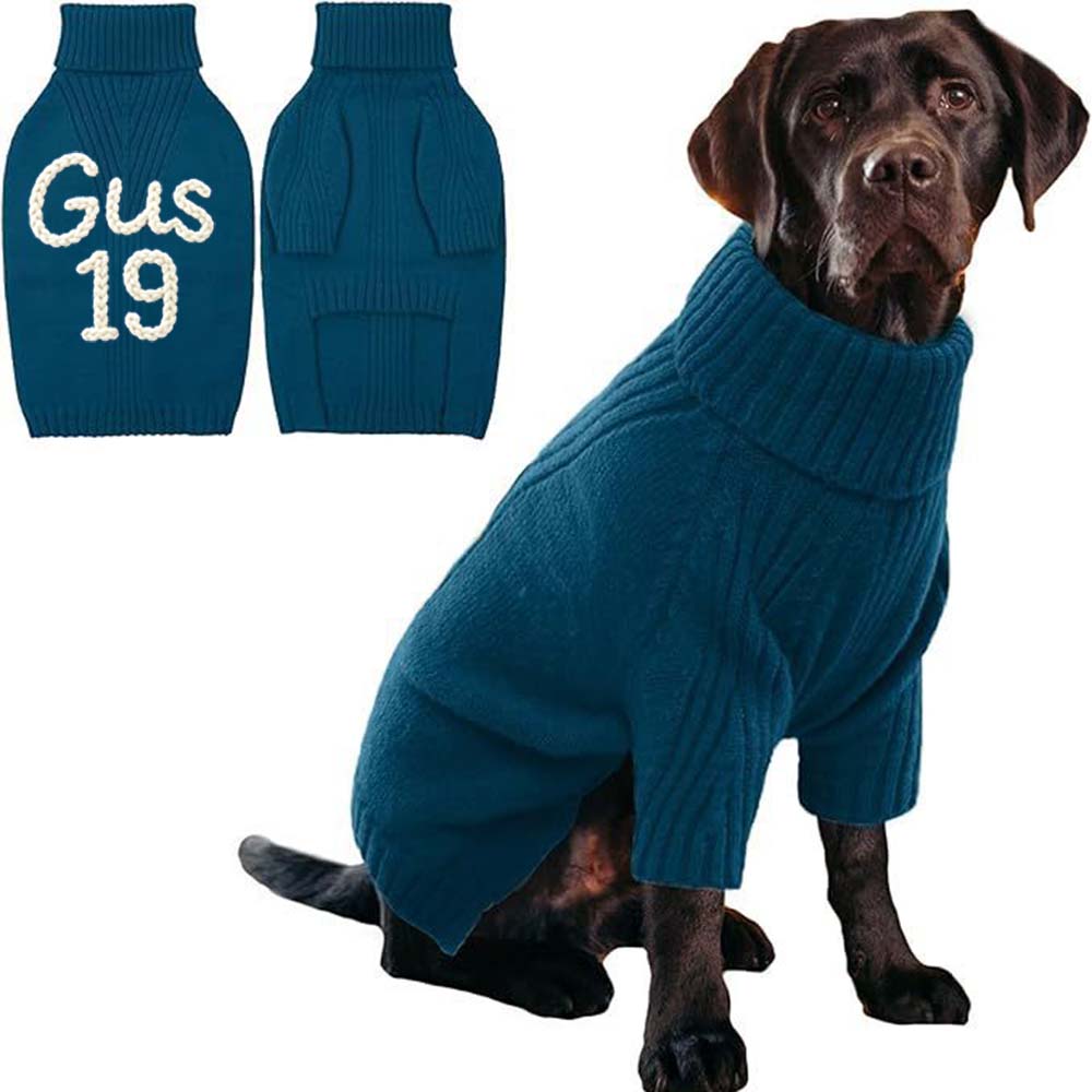 Personalized Hand Embroidery Extra-Warm Pets Large Size Knit Sweater | BKPet591