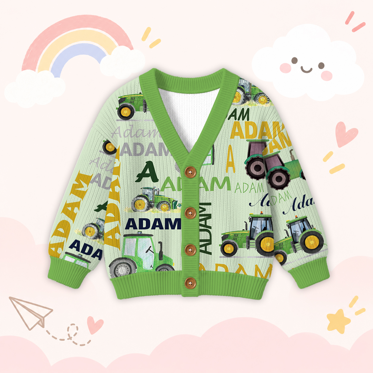 Personalized Lovely Kids Truck Knit Sweater | CWSweater05