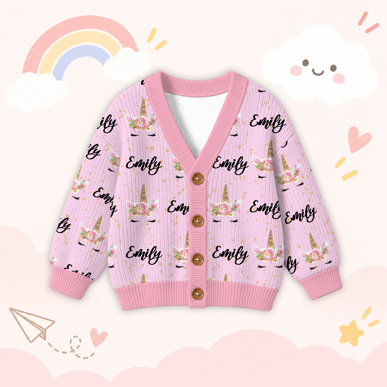 Personalized Lovely Kids Unicorn Knit Sweater | CWSweater06