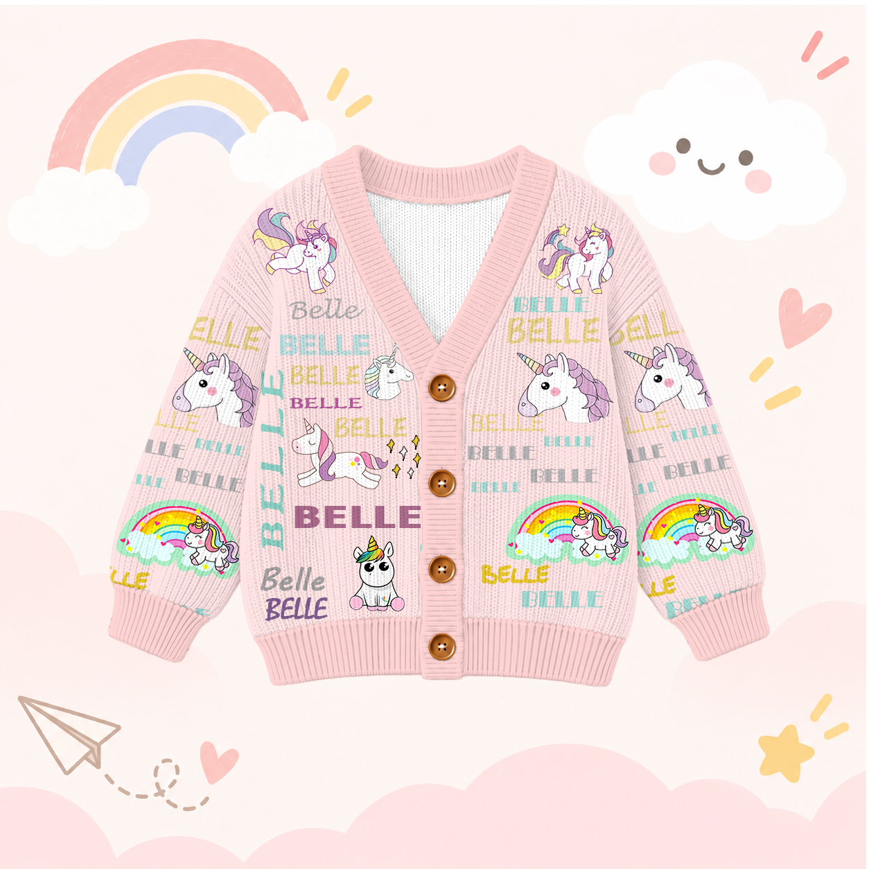 Personalized Lovely Kids Unicorn Knit Sweater | CWSweater04