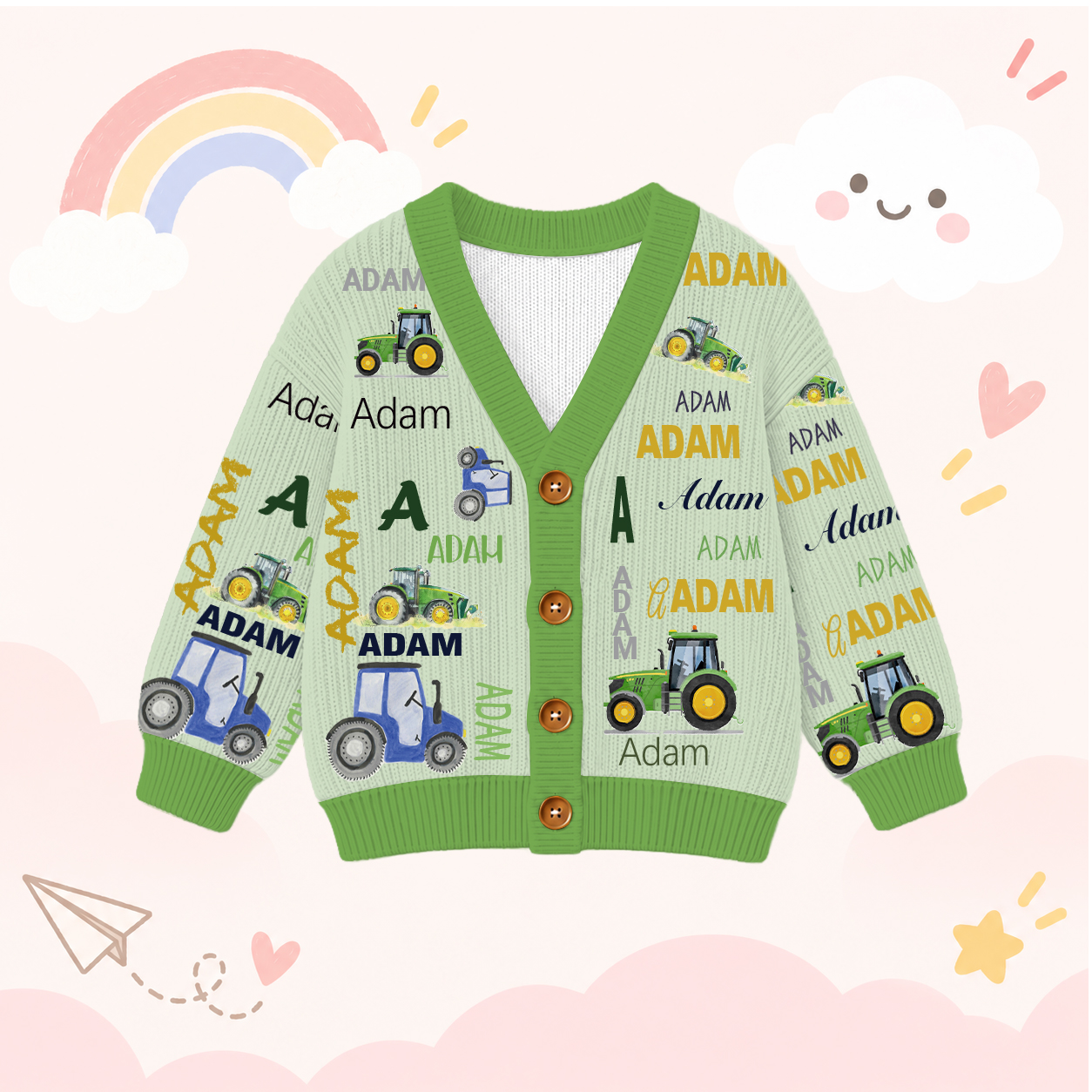 Personalized Lovely Kids Truck Knit Sweater | CWSweater05