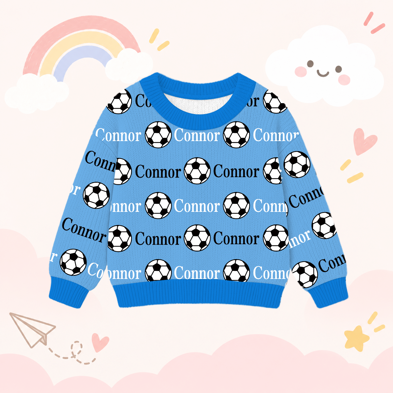 Personalized Lovely Kids Soccer Knit Sweater | CWSweater12