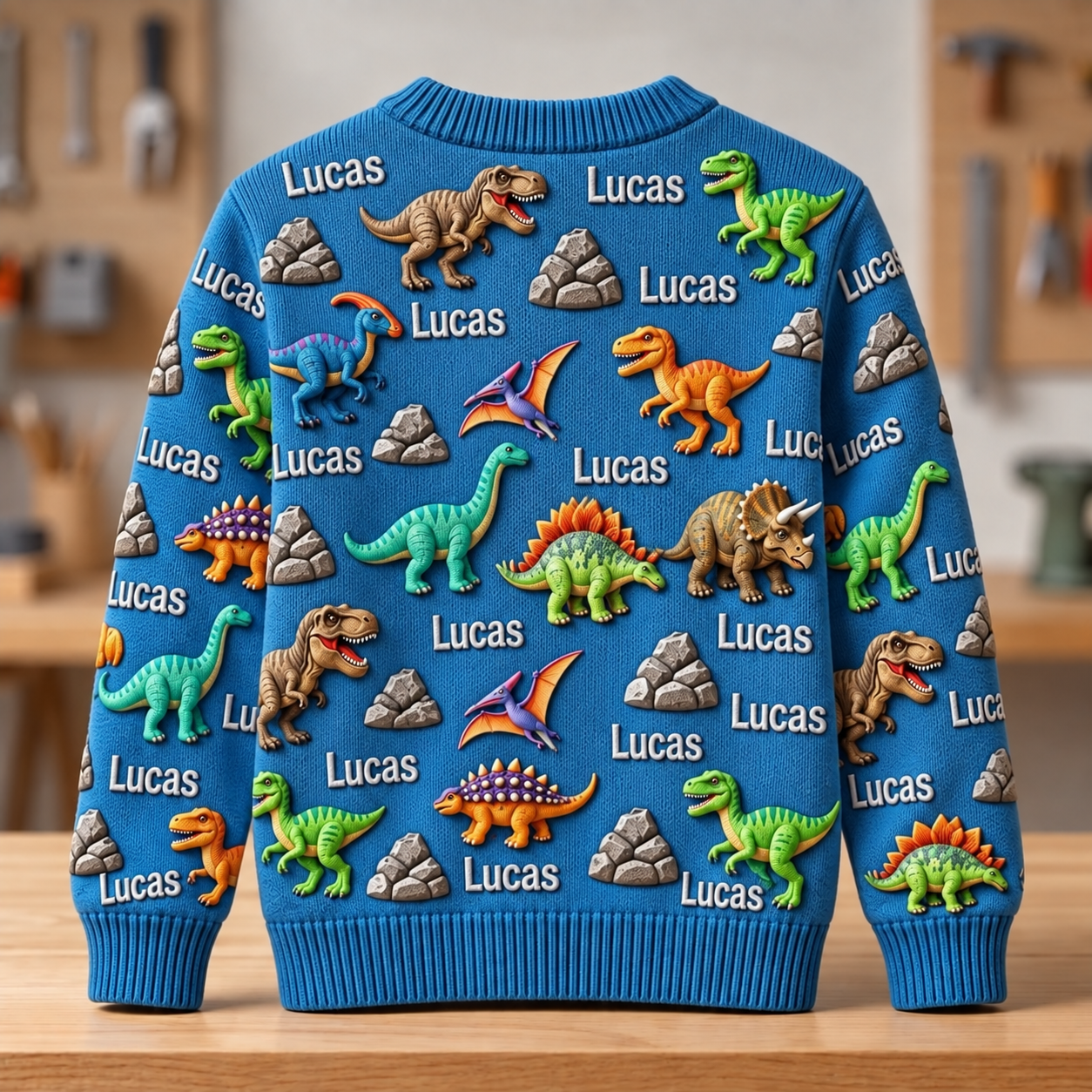 Personalized Lovely Kids Forest Dinosaur Knit Sweater | CWSweater26