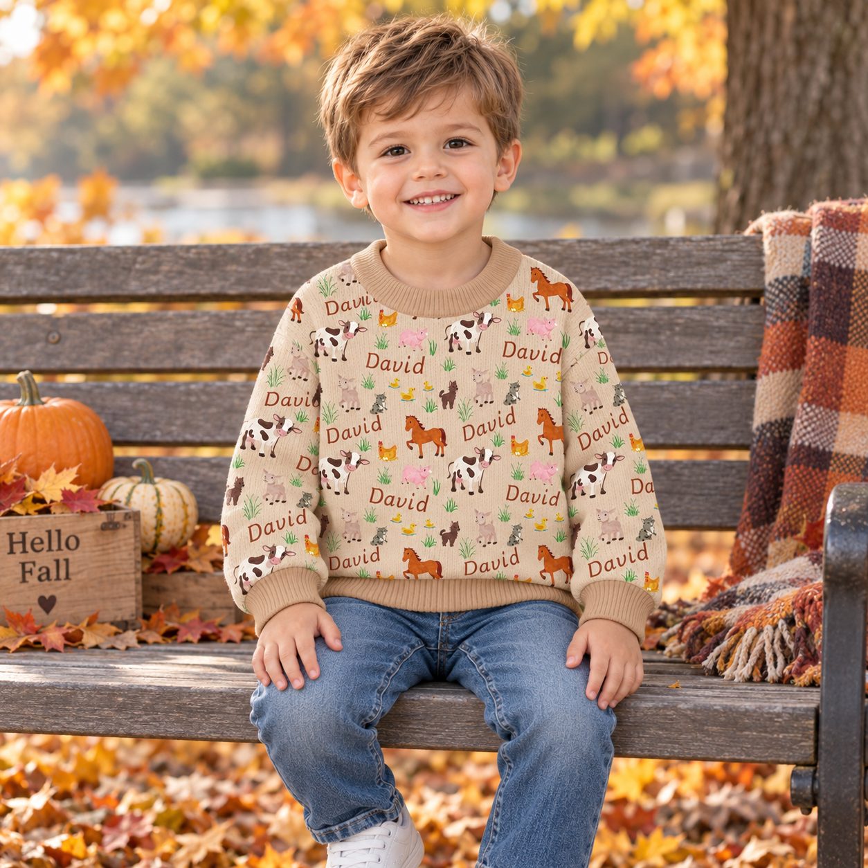 Personalized Lovely Kids Adorable Animals Knit Sweater | CWSweater18