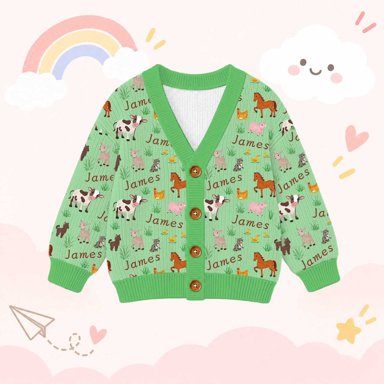 Personalized Lovely Kids Adorable Animals Knit Sweater | CWSweater18