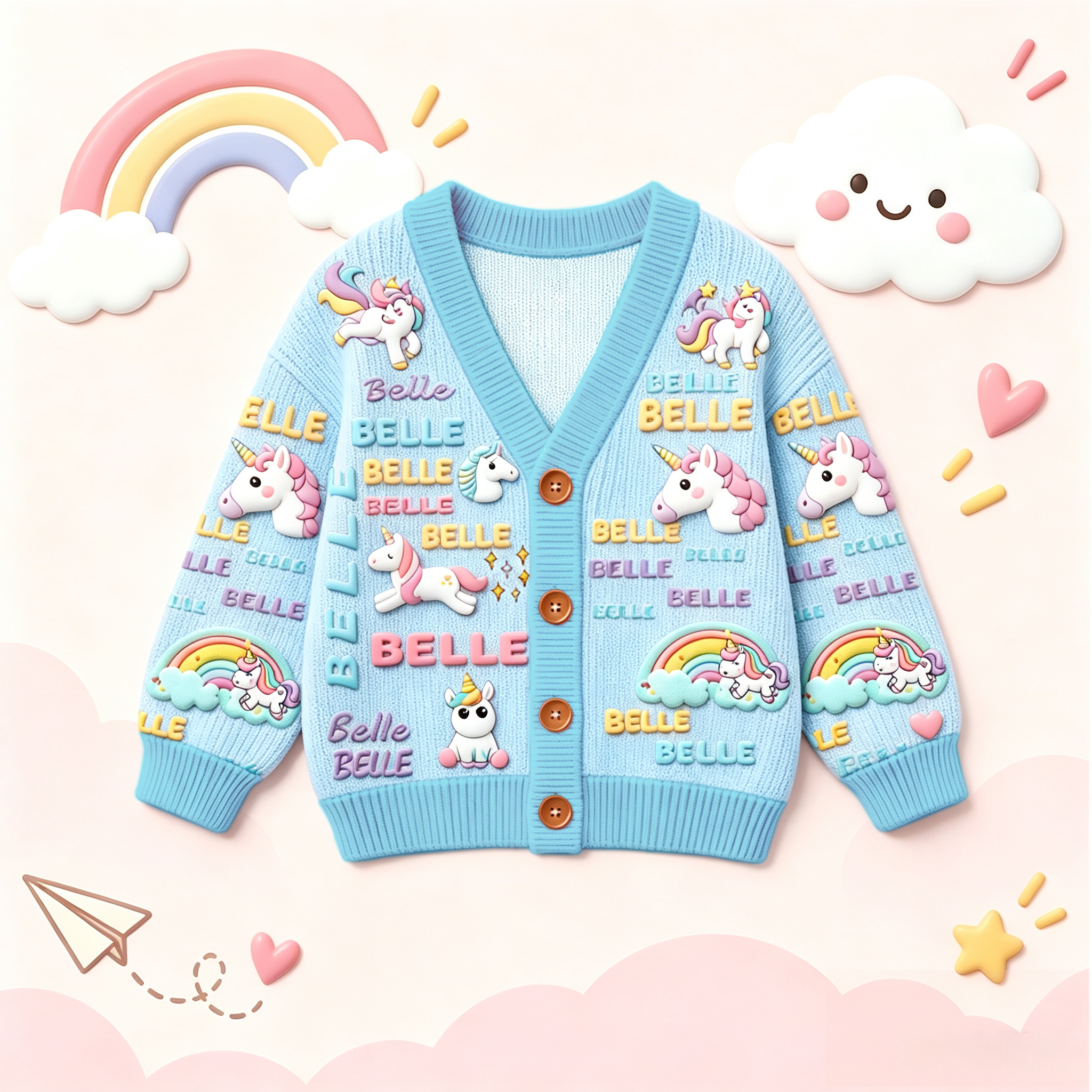 Personalized Lovely Kids Adorable Unicorn Knit Sweater | CWSweater30