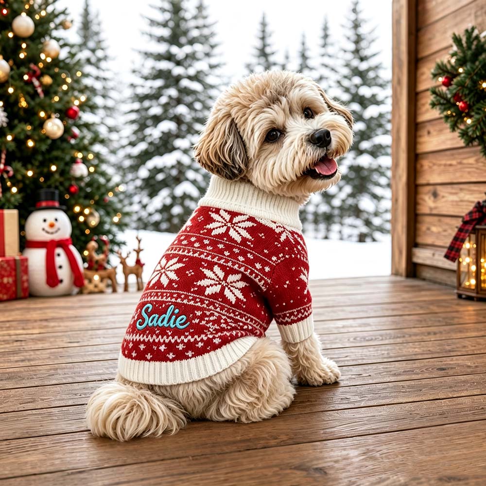 Personalized Embroidered Pets Christmas Knit Sweater | MCGift413