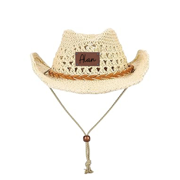 Personalized Summer Leather Patch Straw Hat for Comfort & Unique | CWBeach75