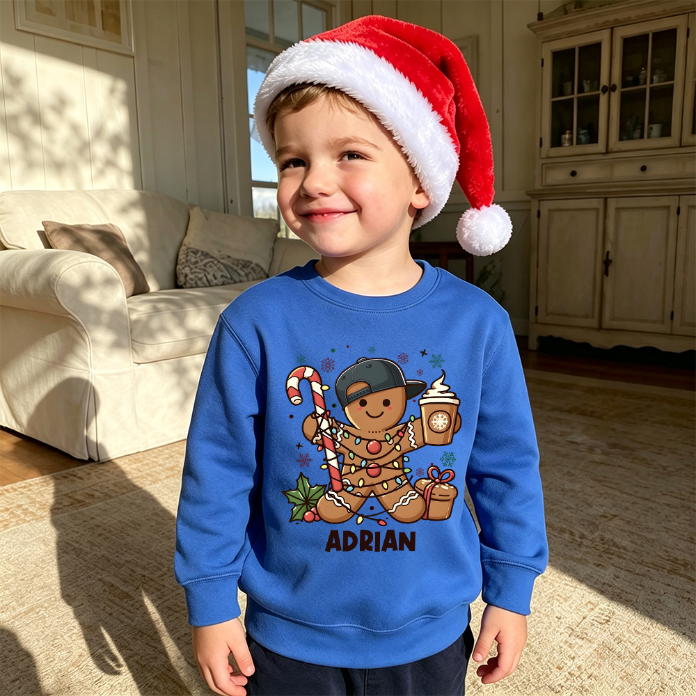 Personalized Christmas Kids Gingerbread Sweatshirt | MCGift419