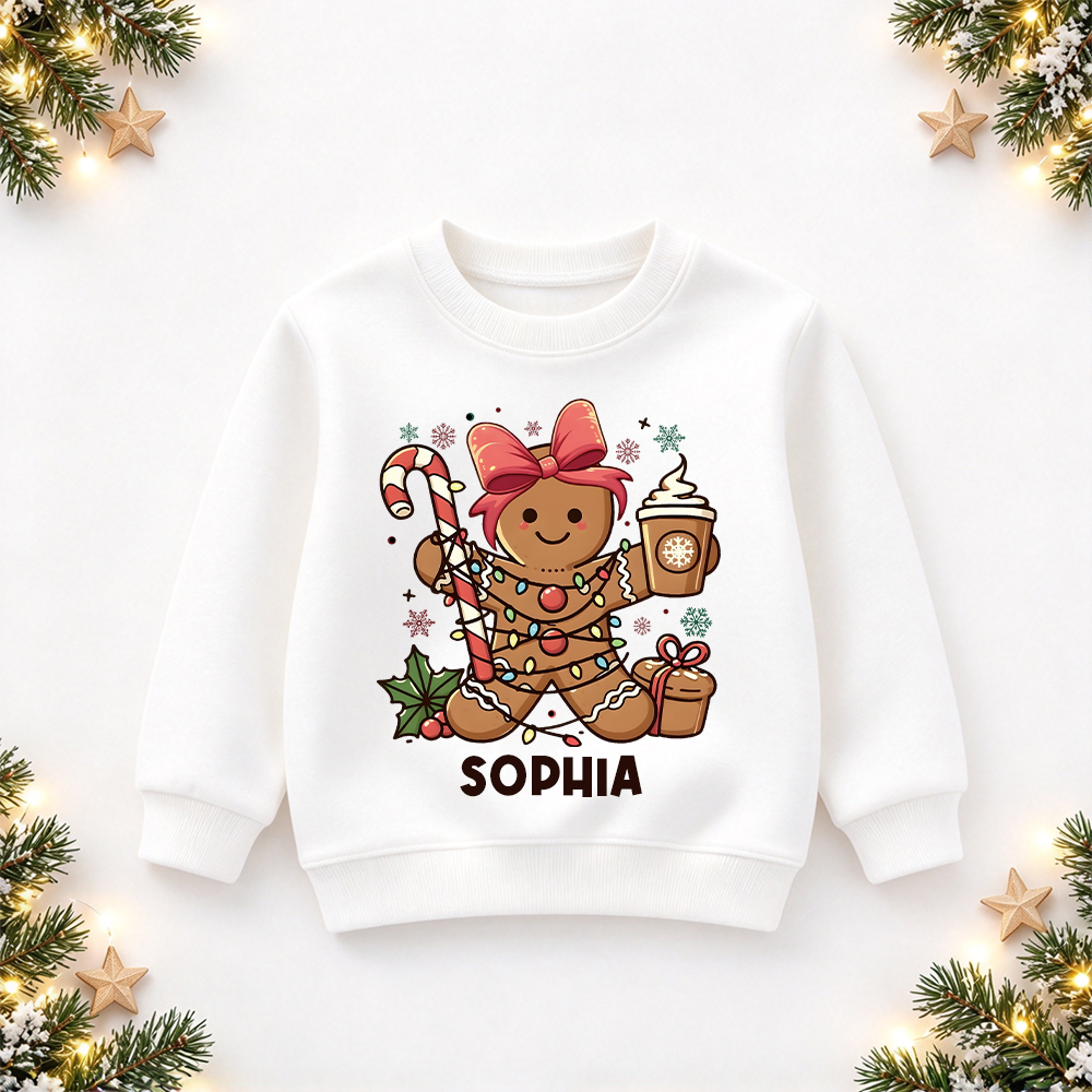 Personalized Christmas Kids Gingerbread Sweatshirt | MCGift419