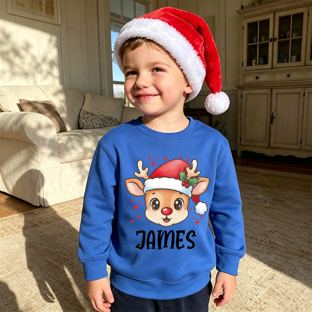 Personalized Christmas Kids Reindeer Sweatshirt | MCGift418