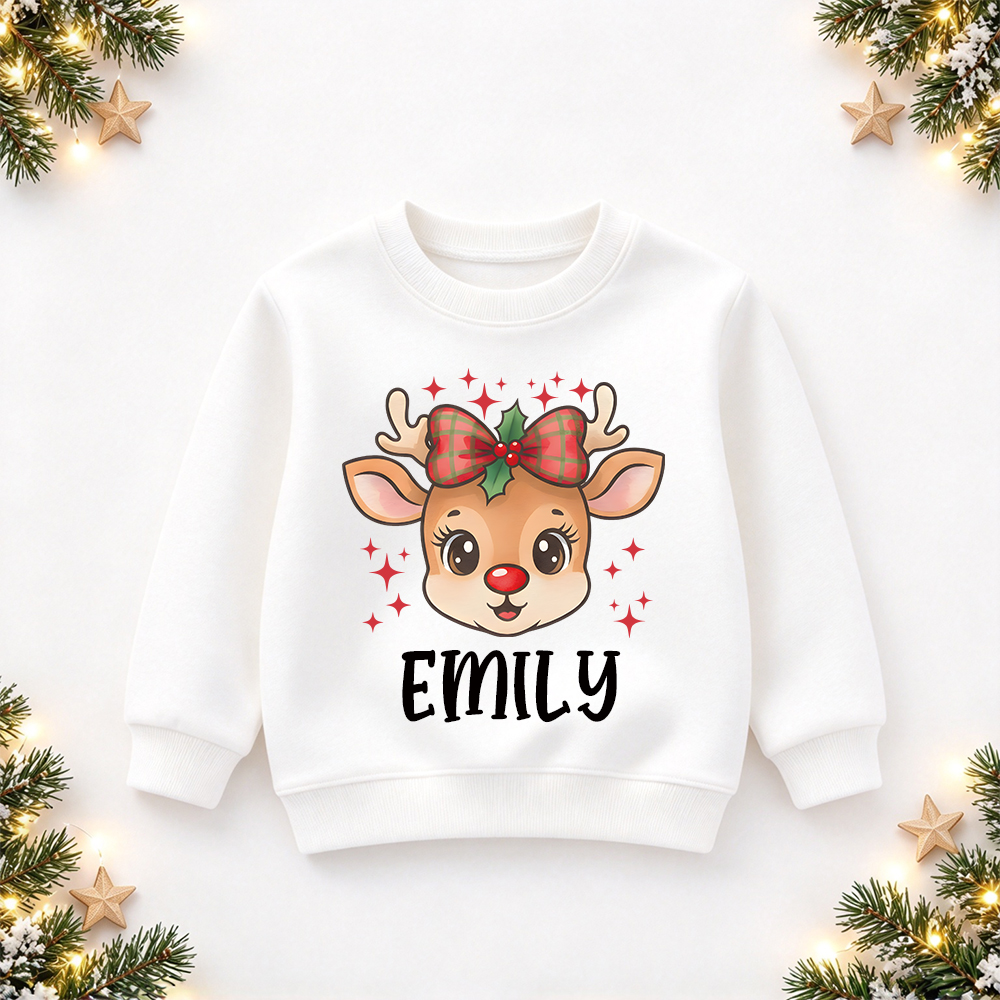 Personalized Christmas Kids Reindeer Sweatshirt | MCGift418