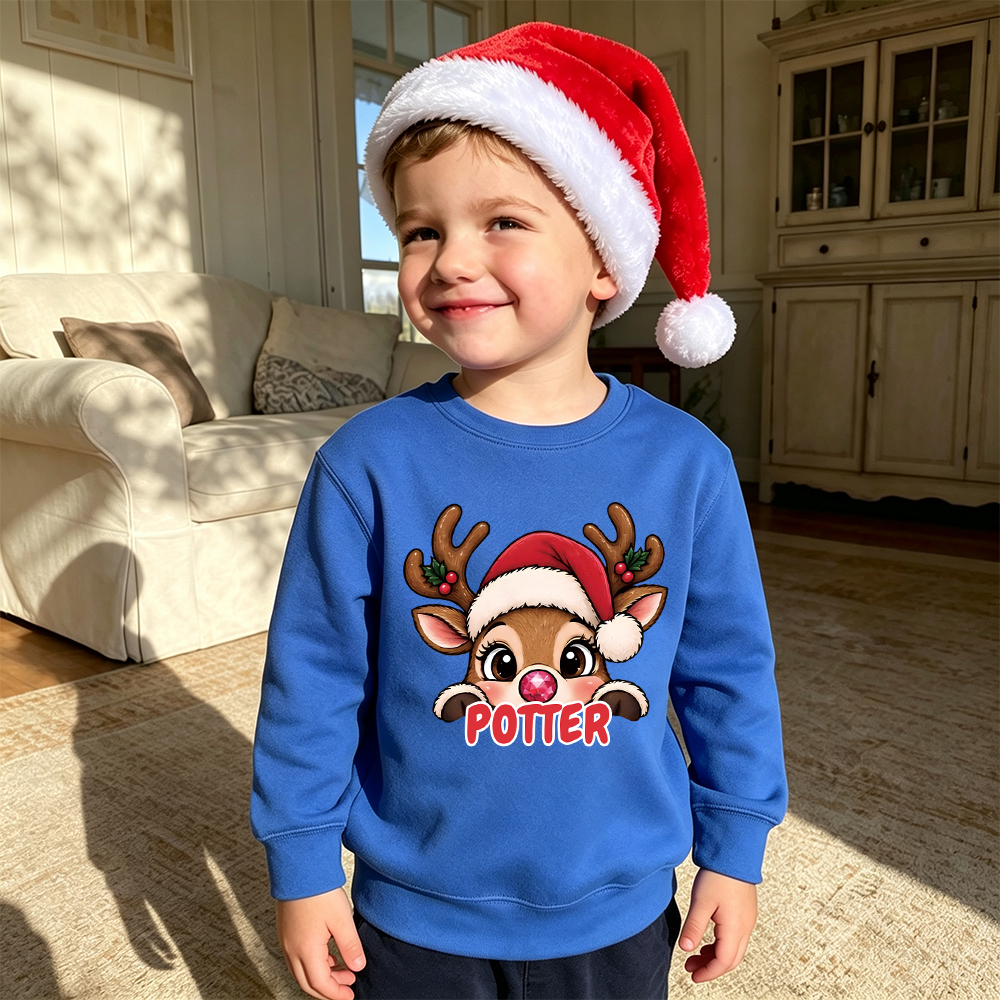 Personalized Christmas Kids Reindeer Sweatshirt | MCGift417