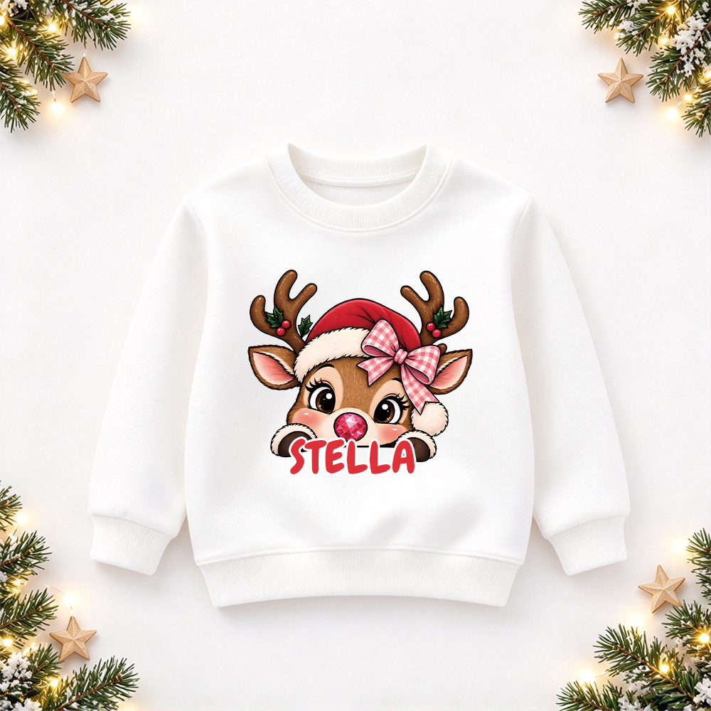 Personalized Christmas Kids Reindeer Sweatshirt | MCGift417