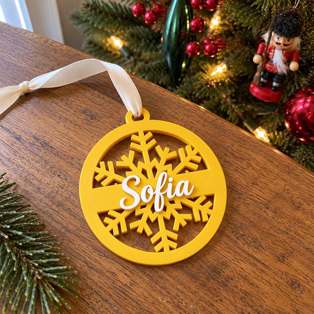 Personalized Christmas 3D Printed Snowflake Ornament | MCGift412