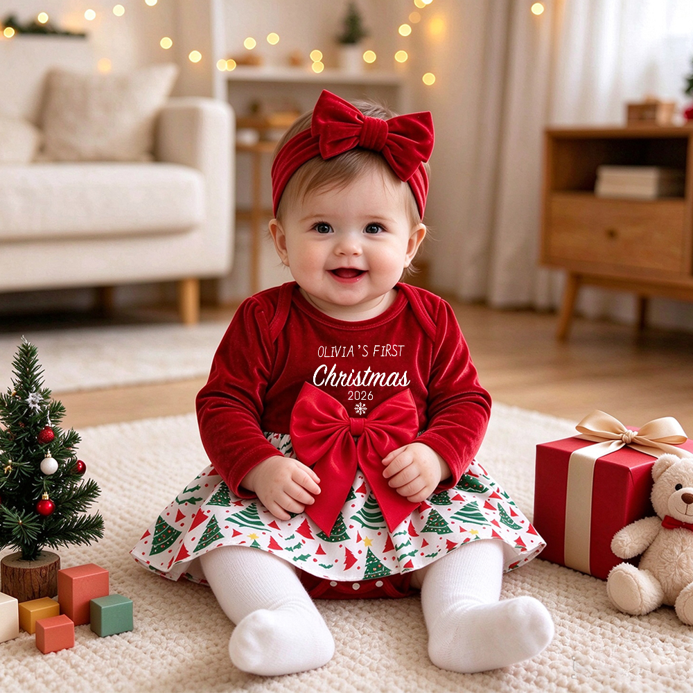 Personalized Baby Girl Christmas Dress Set | MCGift426