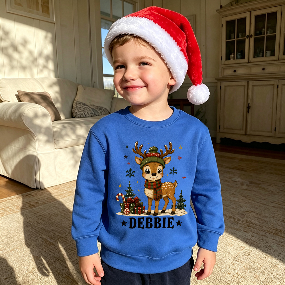 Personalized Christmas Kids Reindeer Sweatshirt | MCGift420