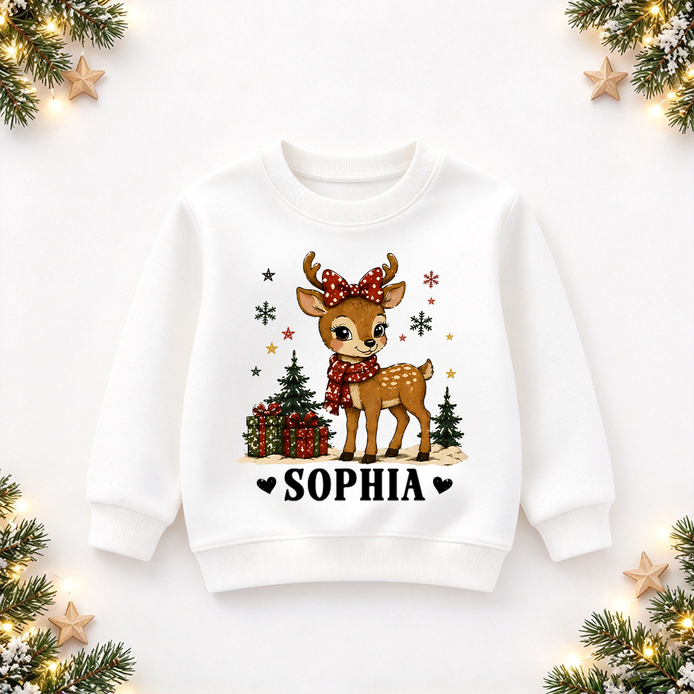 Personalized Christmas Kids Reindeer Sweatshirt | MCGift420