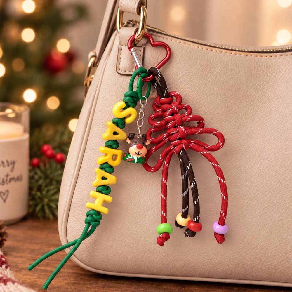 Personalized Christmas Multicolor Letter Beaded Bag Charm | CWGift110