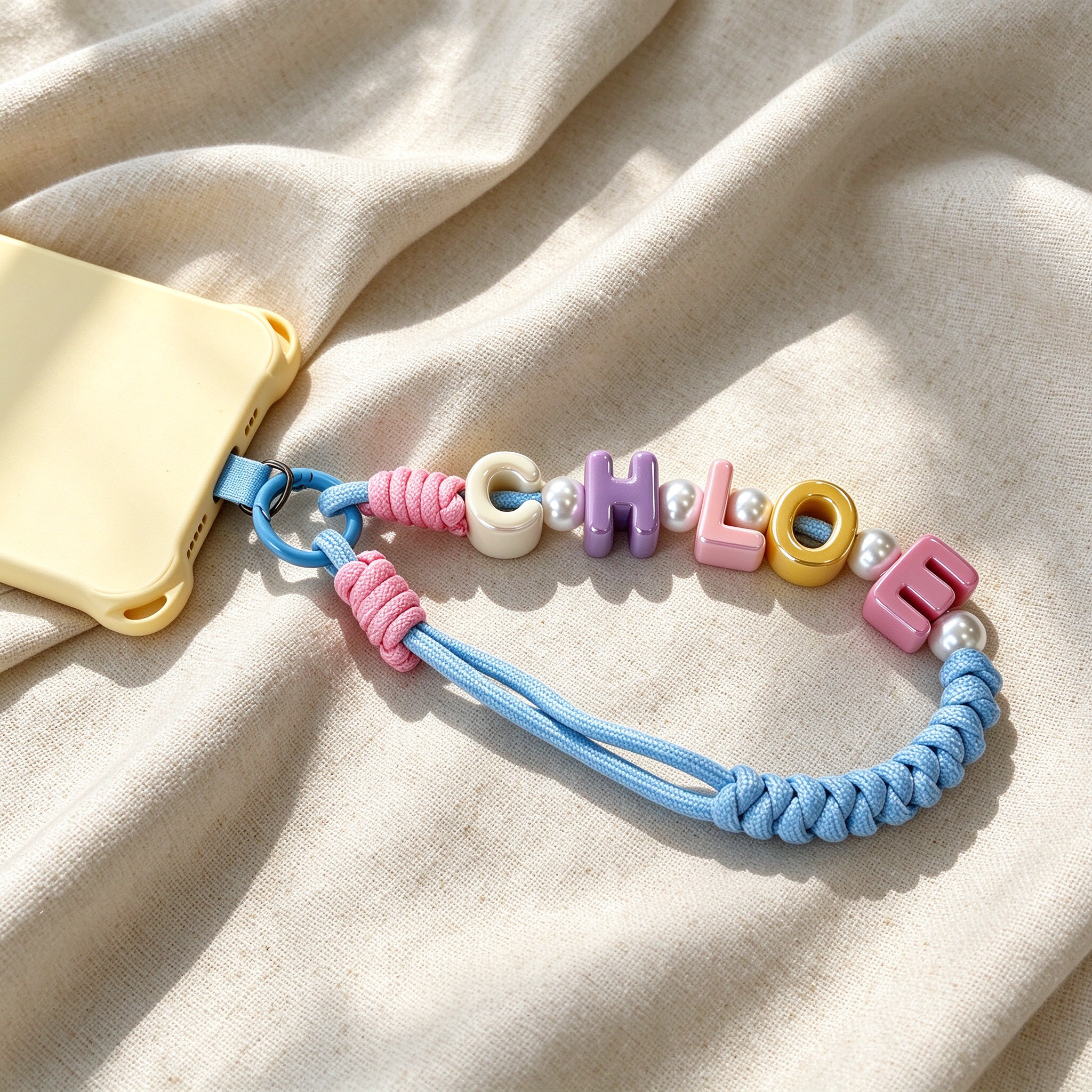Personalized Colorful Name Letter Phone Charms With Lanyard Wristlet | CWGift112