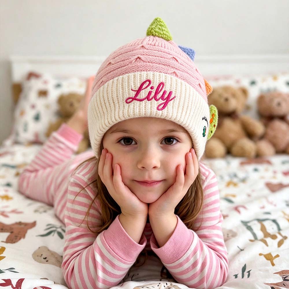 Personalized Embroidered Dinosaur Knit Hat for Kids | HSKid103