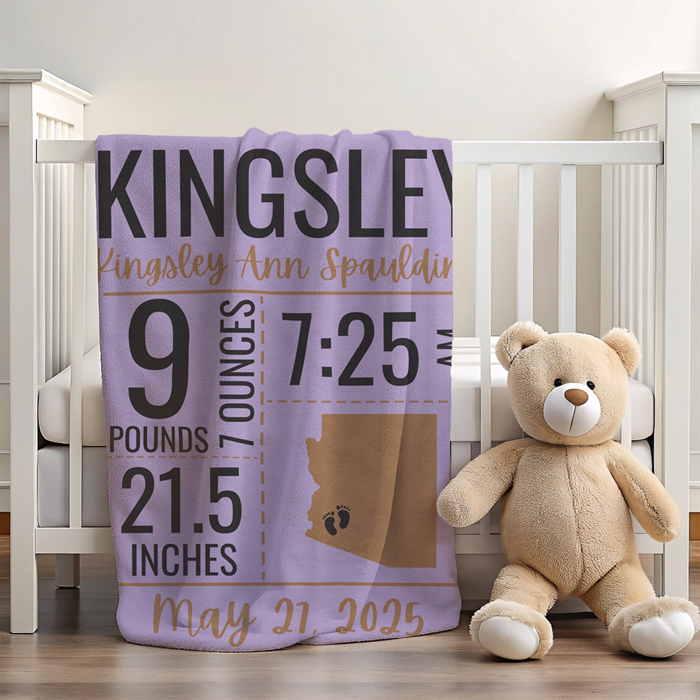 Personalized Baby Newborn Blanket with Birth Information | BKMS020