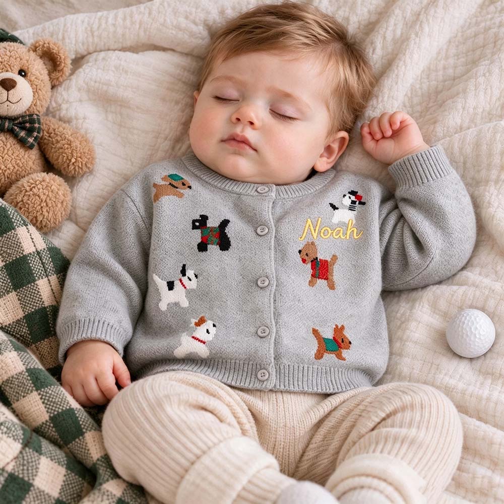 Personalized Embroidered Adorable Animals Knit Cardigan | CWBaby549