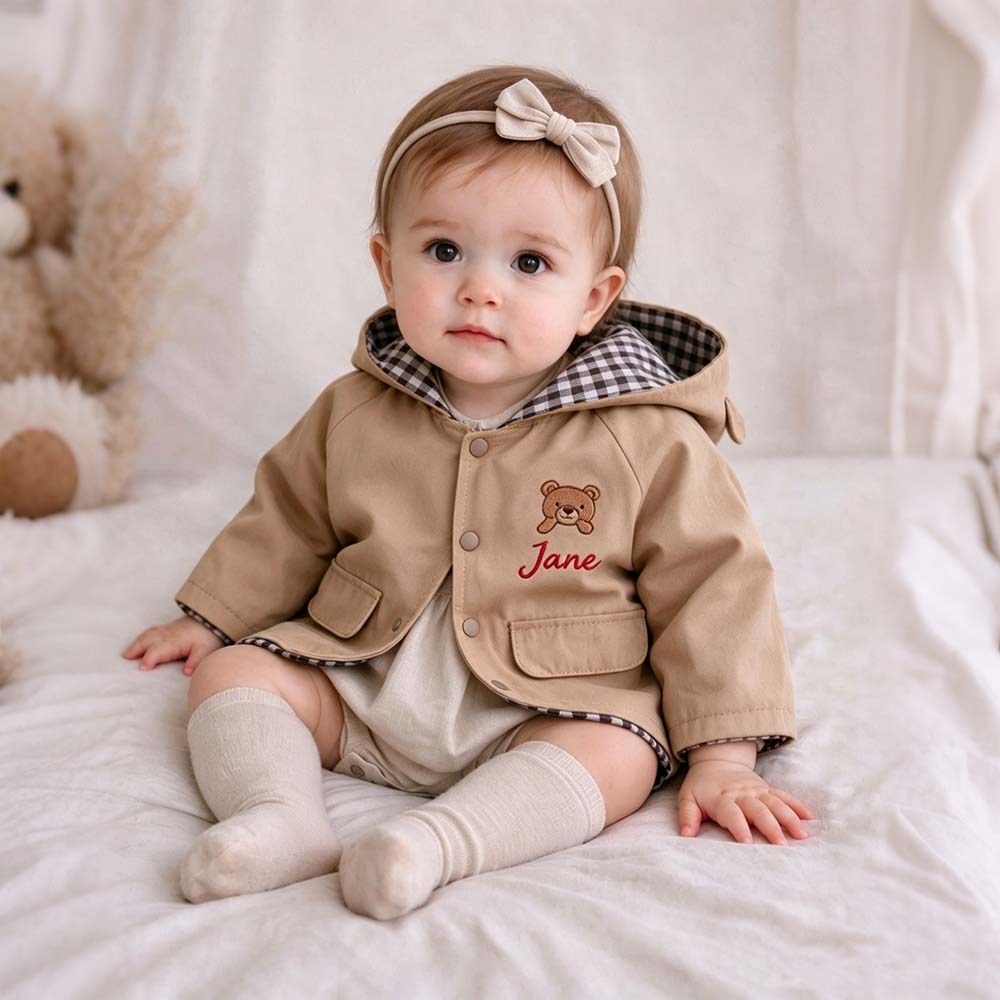 Personalized Embroidered Adorable Bear Ears Jacket for Kids | CWBaby552