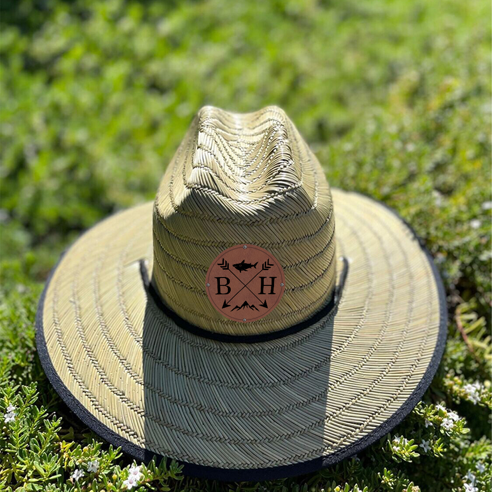 Personalized Summer Leather Patch Straw Hat for Comfort & Unique | CWBeach80