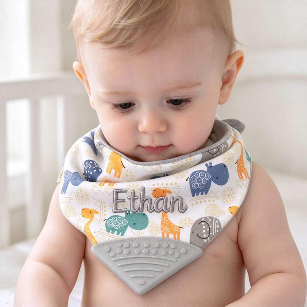 Personalized Embroidered Baby Muslin Cotton Bibs | CWBaby557