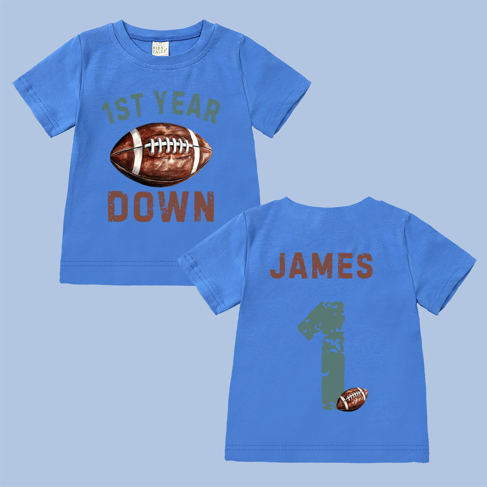 Personalized First Year Down Football Birthday T-Shirt | inBirth20