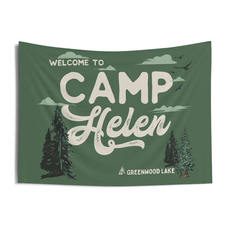 Personalized Camp Bachelorette Banner Tapestry | CWCamp03
